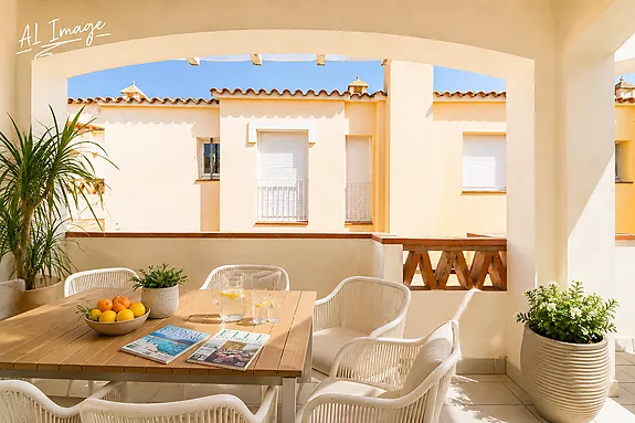 Appartement en attique rénové avec solarium, parking et débarras près de la plage
